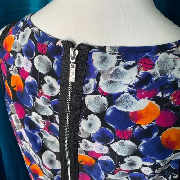 Kensie Color Pops Lace-Inset Dress Indigo Combo - Picture 14 of 14